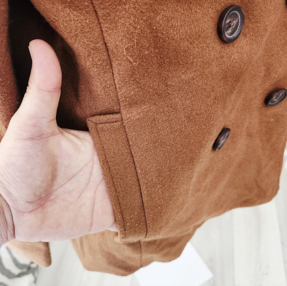 Old Navy Women's Double-Breasted Brown Coat Jacket - Picture 4 of 5
